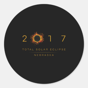 Pegatina Redonda Eclipse Total de Sol Nebraska 2017