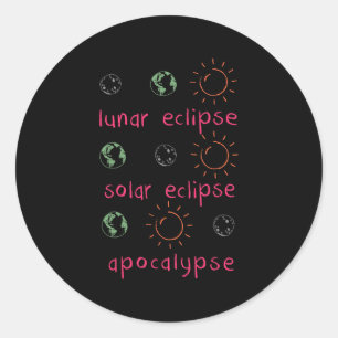 Pegatina Redonda Eclipse Total Eclipse Solar Abril 8 2024 Totalidad