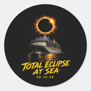 Pegatina Redonda Eclipse Total En El Mar 08 12 26 Totalidad Solar