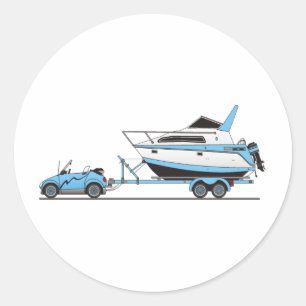 Pegatina Redonda Eco Car Power Boat