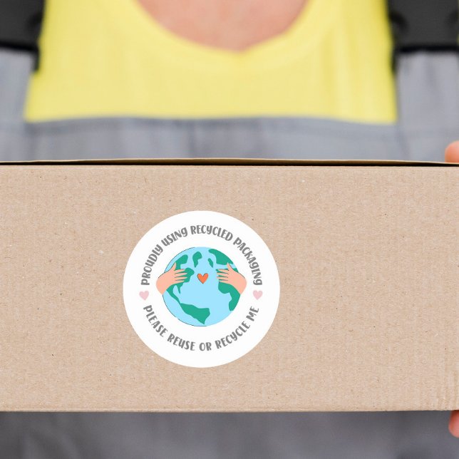Pegatina Redonda Eco-Friendly Recycled Packaging earth green (Subido por el creador)
