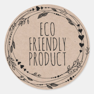 Pegatina Redonda Eco Friendly Zero Waste Leafy Kraft