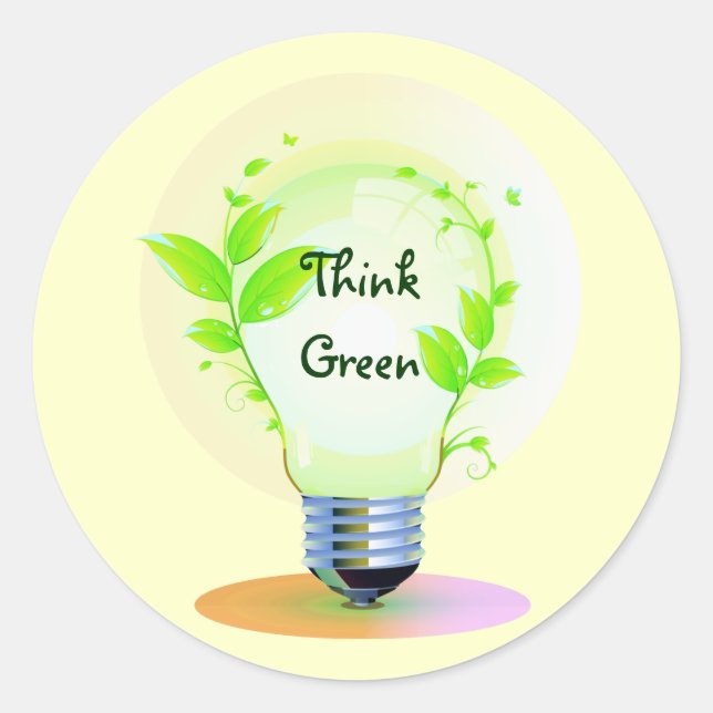 Pegatina Redonda Eco Think Green (Anverso)