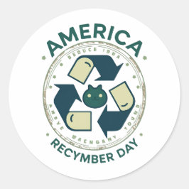 Pegatina Redonda Eco Warrior Recycle Day Shirt