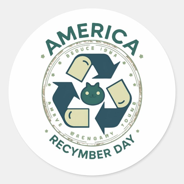 Pegatina Redonda Eco Warrior Recycle Day Shirt (Anverso)