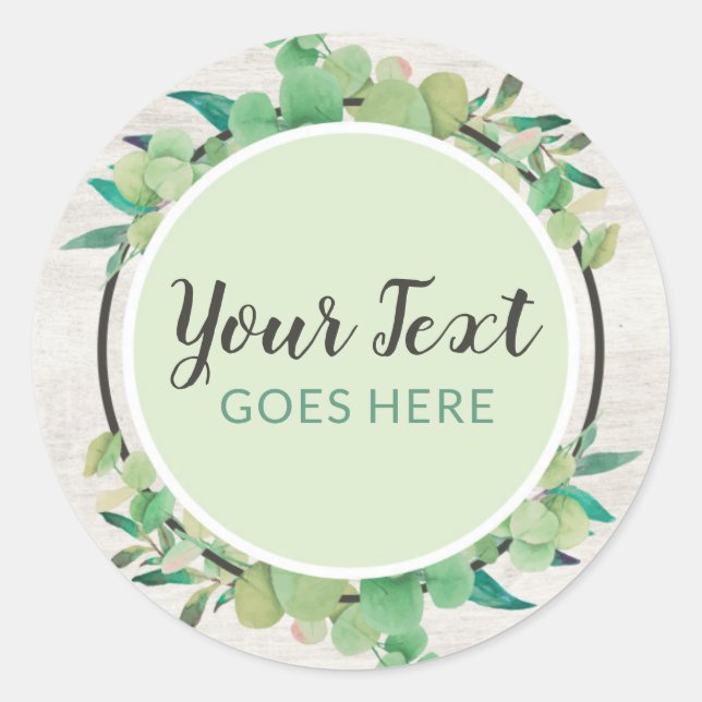 Pegatina Redonda Ecoenergía de la vegetación botánica Eucalyptus y  (Anverso)