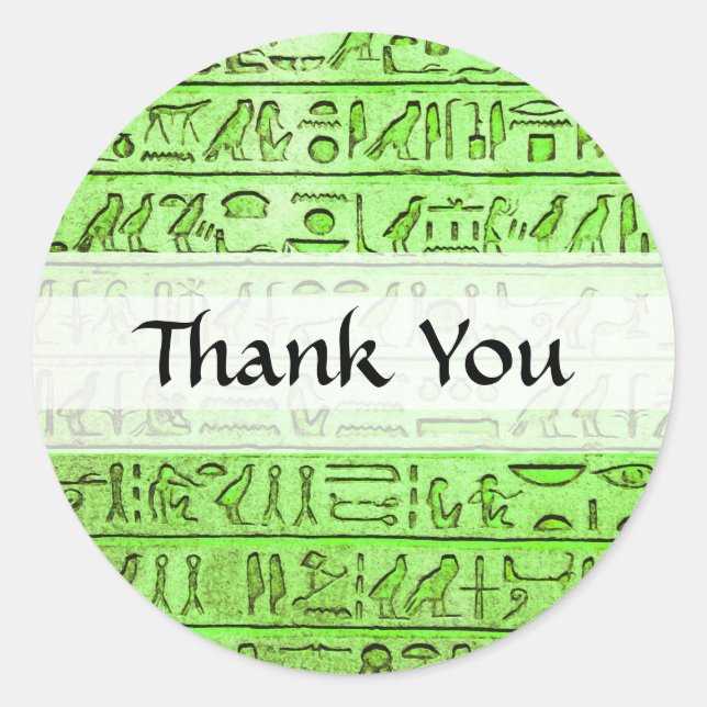 Pegatina Redonda Ecologia de jeroglíficos egipcios (Anverso)