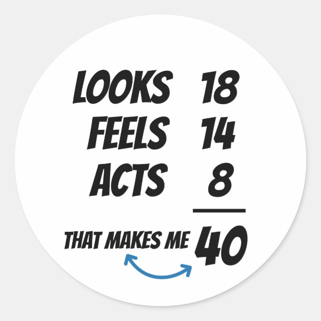 Pegatina Redonda Ecuación de Edad Personalizada Divertida Cumpleaño (Anverso)