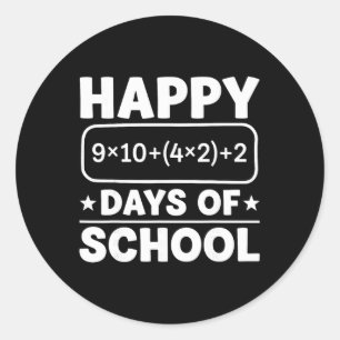 Pegatina Redonda Ecuación matemática divertida Feliz 100 días de es