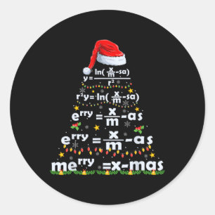Pegatina Redonda Ecuación matemática Feliz X-mas Gracioso Profesor