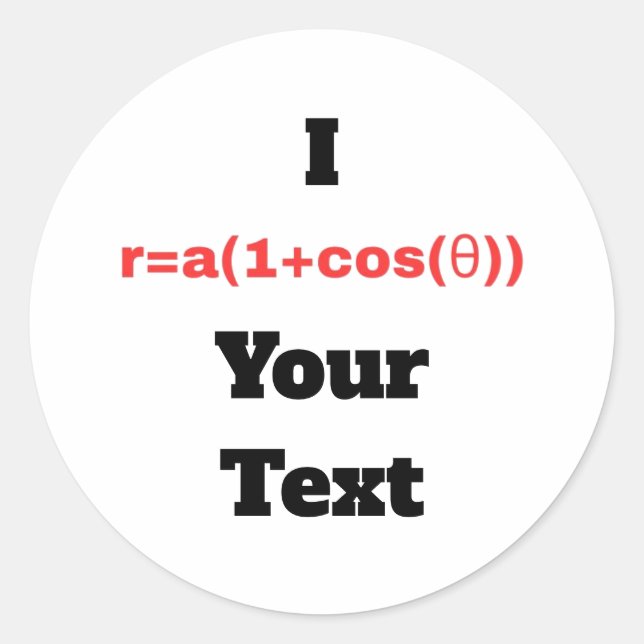 Pegatina Redonda Ecuación Polar de personalizable (I Corazón) (Anverso)