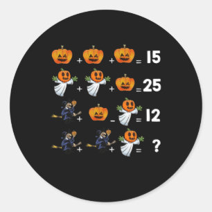 Pegatina Redonda Ecuaciones matemáticas de Halloween para profesore