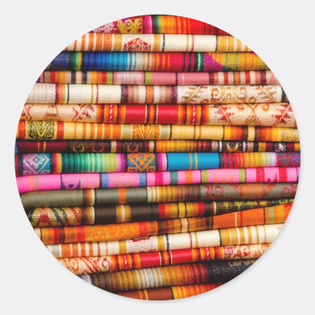 Pegatina Redonda Ecuador, Área de Quito, Mercado de Artesanías de O (Anverso)