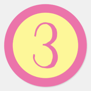 Pegatina Redonda Edad 3 Número Personalizable Texto rosa sobre amar