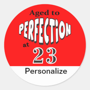 Pegatina Redonda Edad a perfección a los 00   00.º cumpleaños
