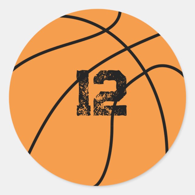 Pegatina Redonda Edad de cumpleaños del básquetbol personalizado (Anverso)