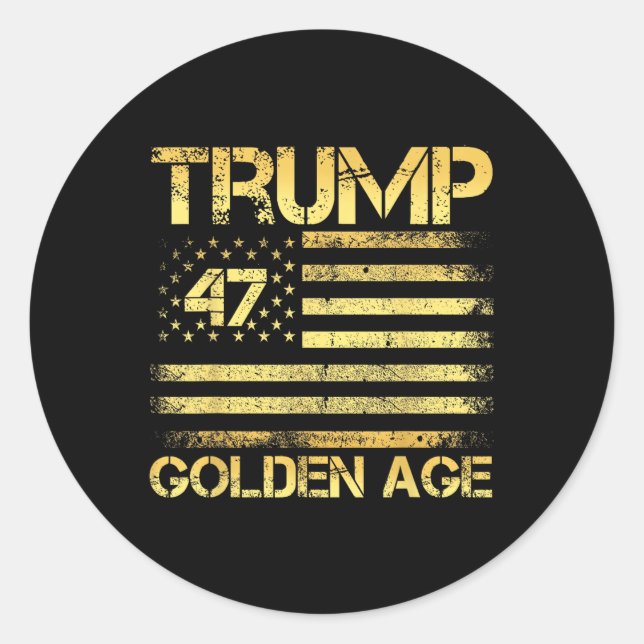 Pegatina Redonda Edad De Oro 2025 Trump De Ee. Uu. (Anverso)