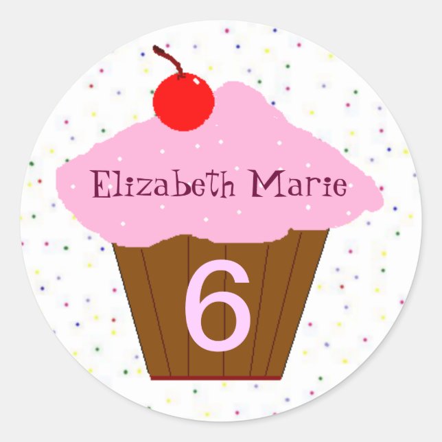 Pegatina Redonda Edad y nombre de la tarta de cumpleaños (Anverso)
