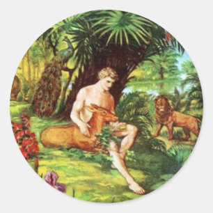 Pegatina Redonda Eden Adam In The Garden
