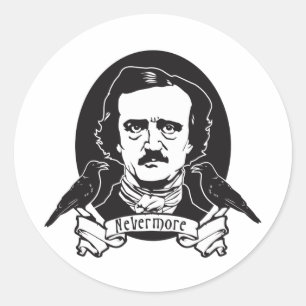Pegatina Redonda Edgar Allan Poe