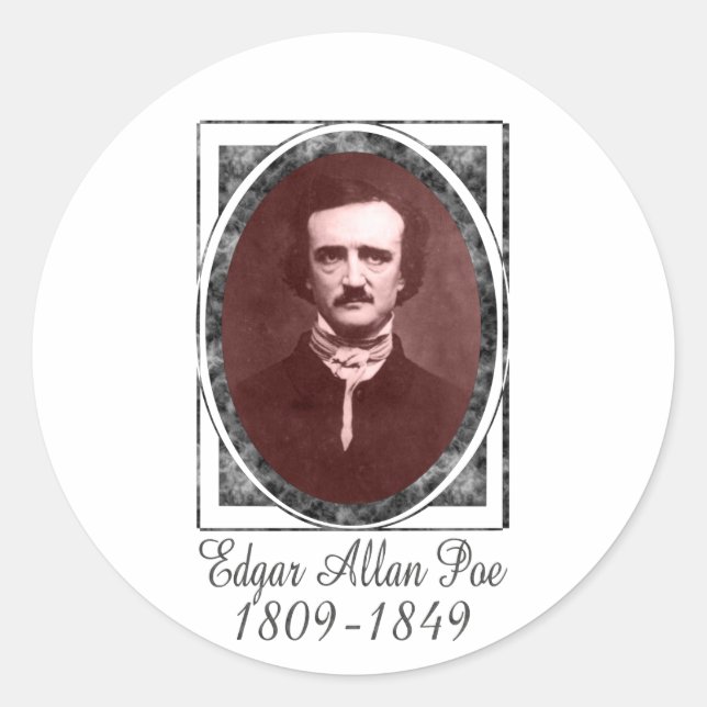 Pegatina Redonda Edgar Allan Poe (Anverso)
