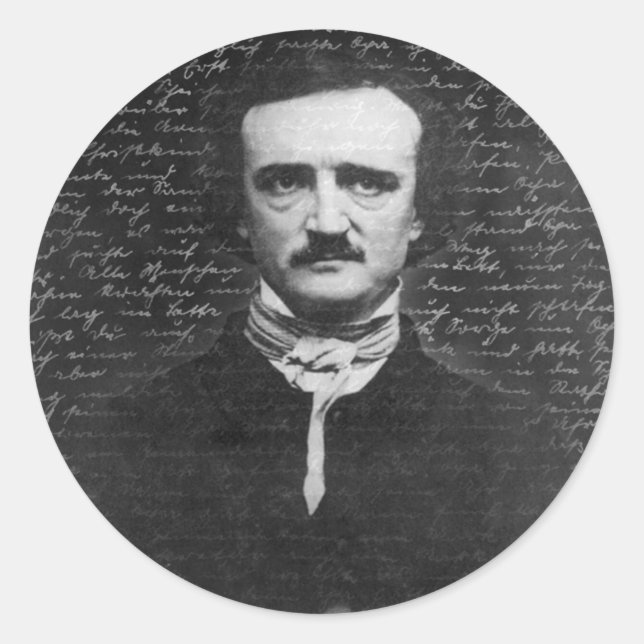 Pegatina Redonda Edgar Allan Poe (Anverso)