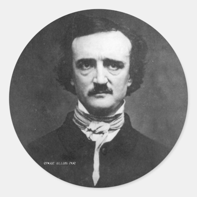 Pegatina Redonda Edgar Allan Poe (Anverso)