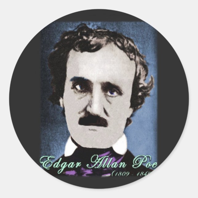 Pegatina Redonda Edgar Allan Poe (Anverso)