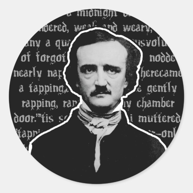 Pegatina Redonda Edgar Allan Poe (Anverso)