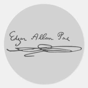 Pegatina Redonda Edgar Allan Poe Signature