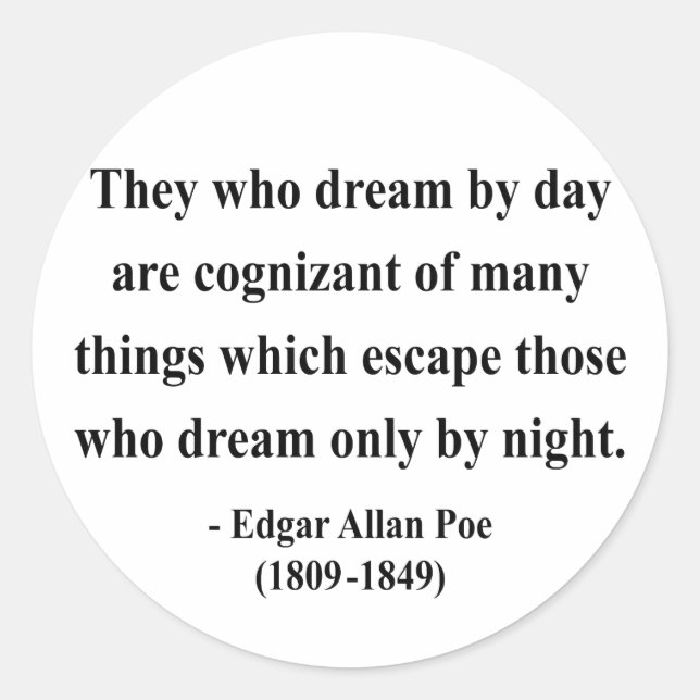 Pegatina Redonda Edgar Allen Poe Cita 3a (Anverso)