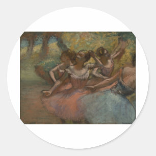 Pegatina Redonda Edgar Degas - 4 bailarinas en el bailarín 1885-90