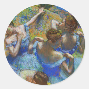 Pegatina Redonda Edgar Degas - Bailarinas azules
