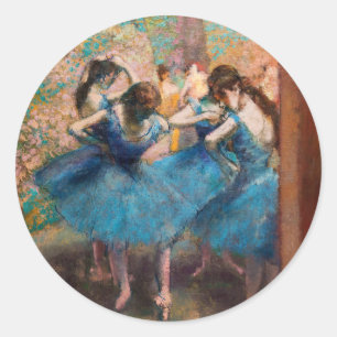 Pegatina Redonda Edgar Degas - Bailarinas en azul