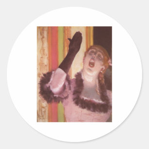 Pegatina Redonda Edgar Degas - Cantante con flor de mujer Glove 187