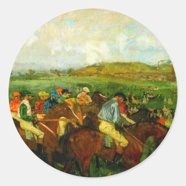 Pegatina Redonda Edgar Degas Horseback Riding (Anverso)