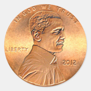 Pegatina Redonda Edición 2012 del penique de Obama