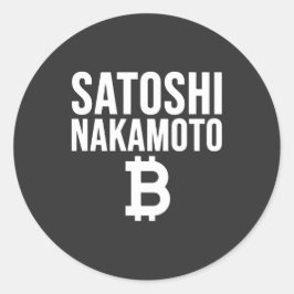 Pegatina Redonda Edición Blanca Satoshi Nakamoto