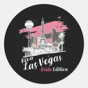 Pegatina Redonda Edición de novia de Las Vegas Celebración de Las V