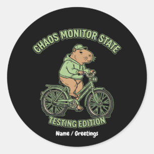 Pegatina Redonda Edición de prueba del monitor de caos de capibara 