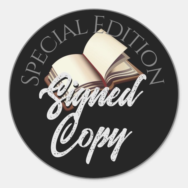 Pegatina Redonda Edición especial firmada Copiar negro (Anverso)