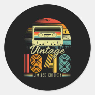 Pegatina Redonda Edición Limitada Retro Vintage 1946 80 Años Bi