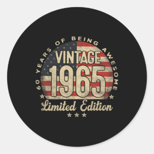 Pegatina Redonda Edición Limitada Vintage 1965 Regalos de 60 años U