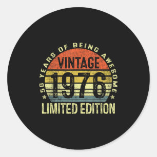 Pegatina Redonda Edición Limitada Vintage 1976 50 Años Cumpleaños 5