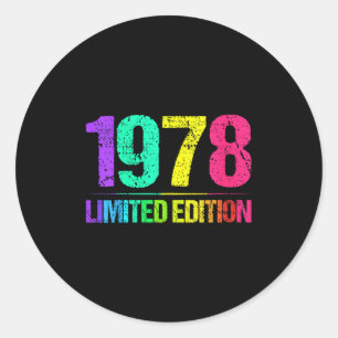 Pegatina Redonda Edición Limitada Vintage 1978 para Mujeres Retro V