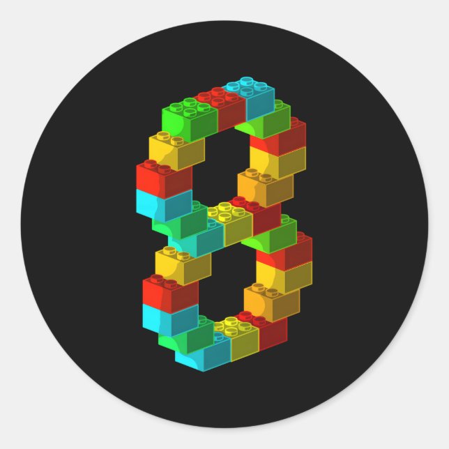 Pegatina Redonda Edificio De Bloques 8.º 8 (Anverso)