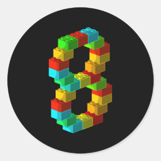 Pegatina Redonda Edificio De Bloques 8.º 8