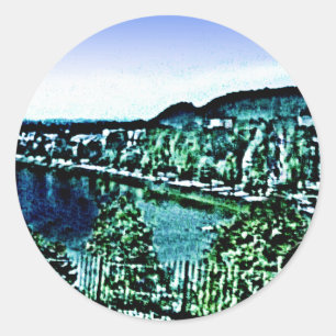 Pegatina Redonda Edificio de Inverness de Escocia jGibney El Museo 