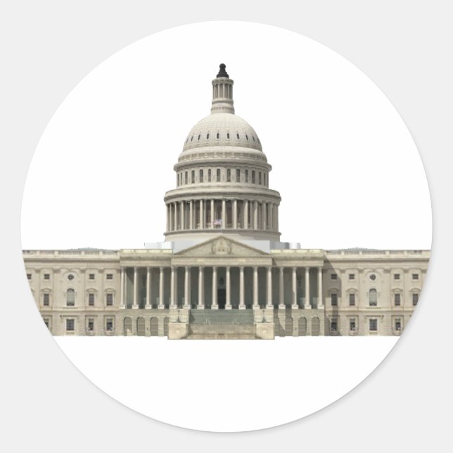 Pegatina Redonda Edificio de la Capital de Estados Unidos: Washingt (Anverso)