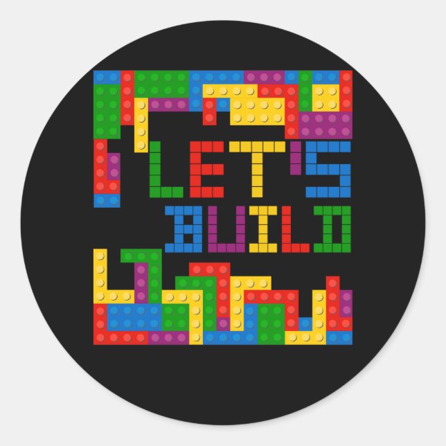 Pegatina Redonda Edificio de ladrillo bloque Construyamos el Genera (Anverso)